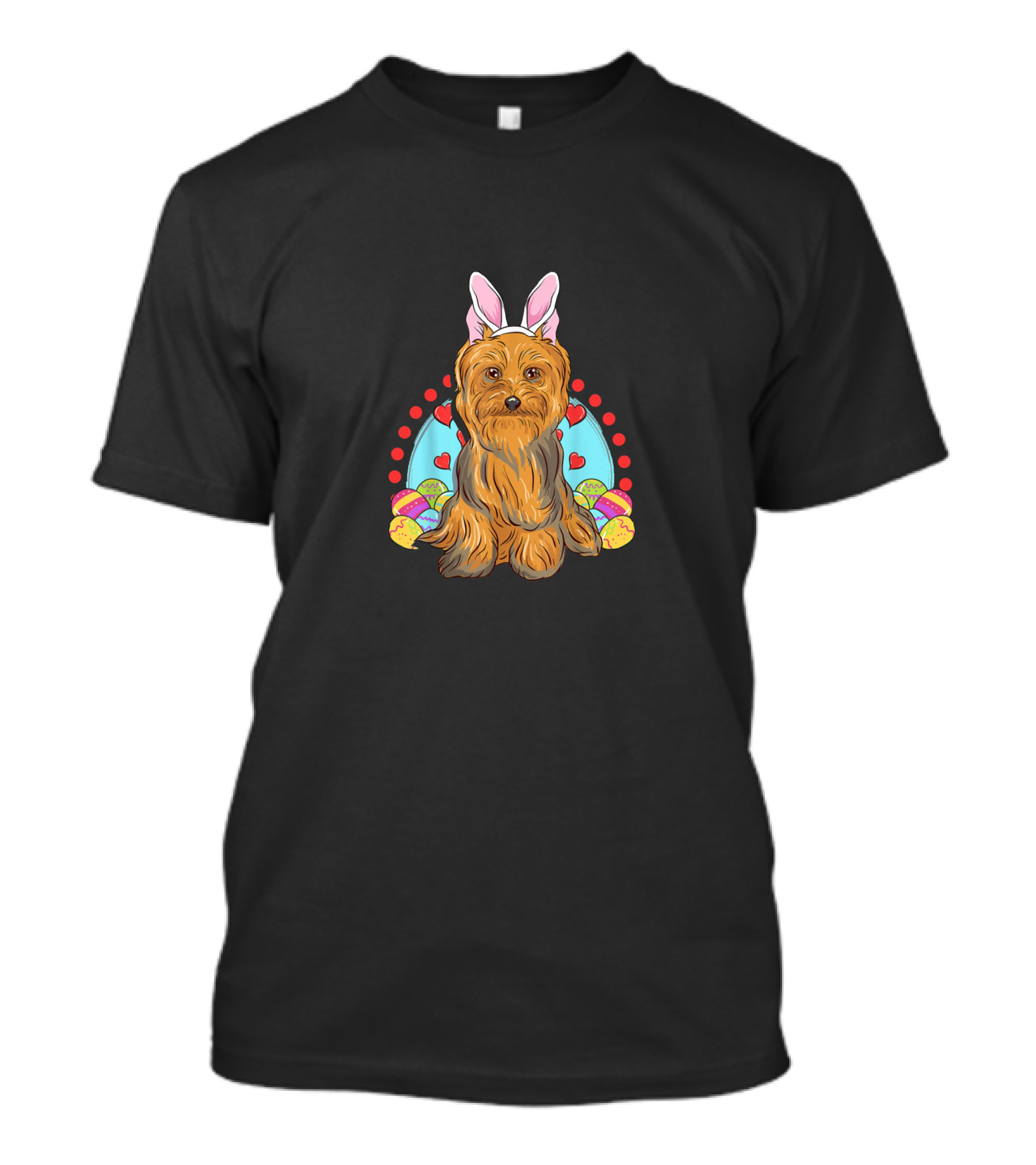 Easter Bunny Yorkshire Terrier Yorkie Hearts And Eggs T-Shirt