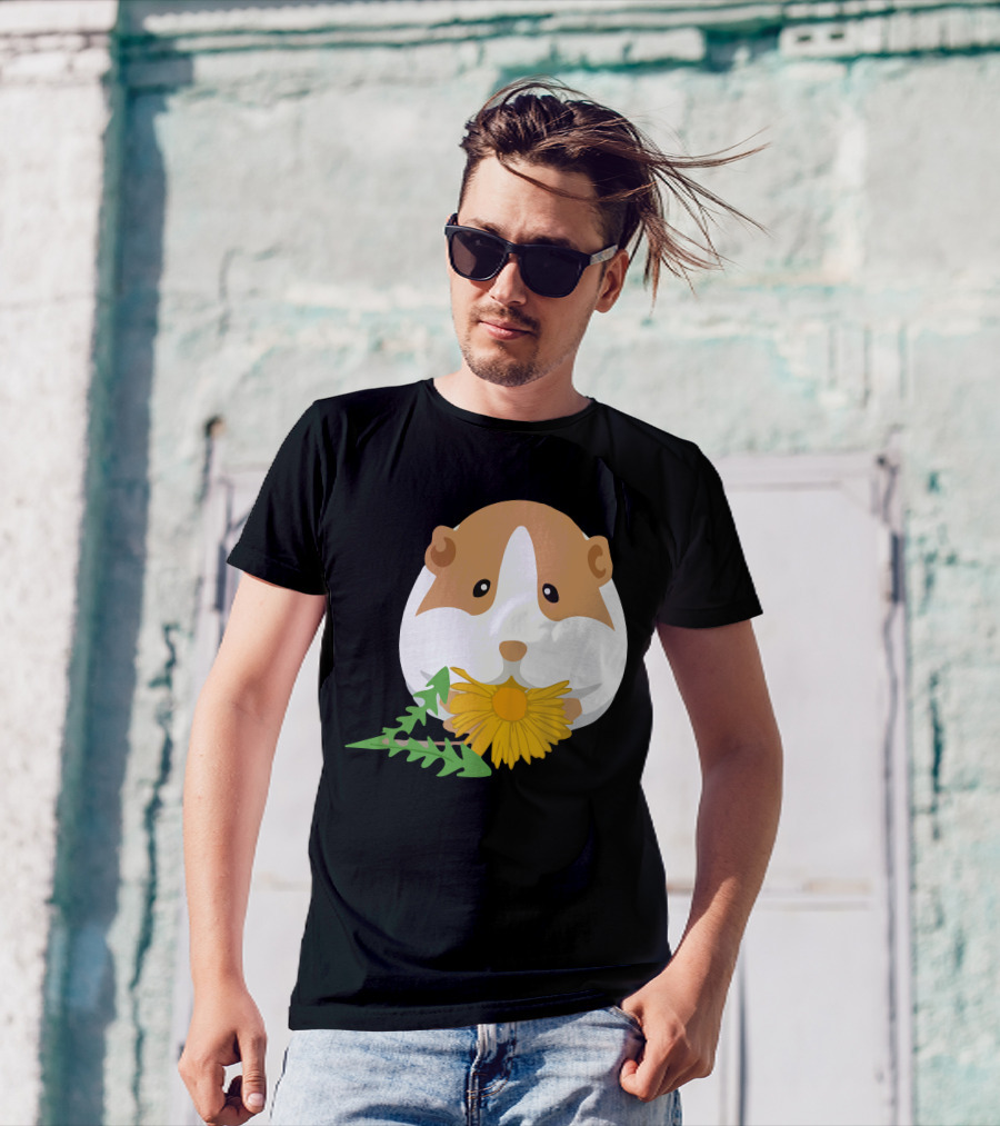 Cute Guinea Pig Eating Dandelion Leaves T-Shirt