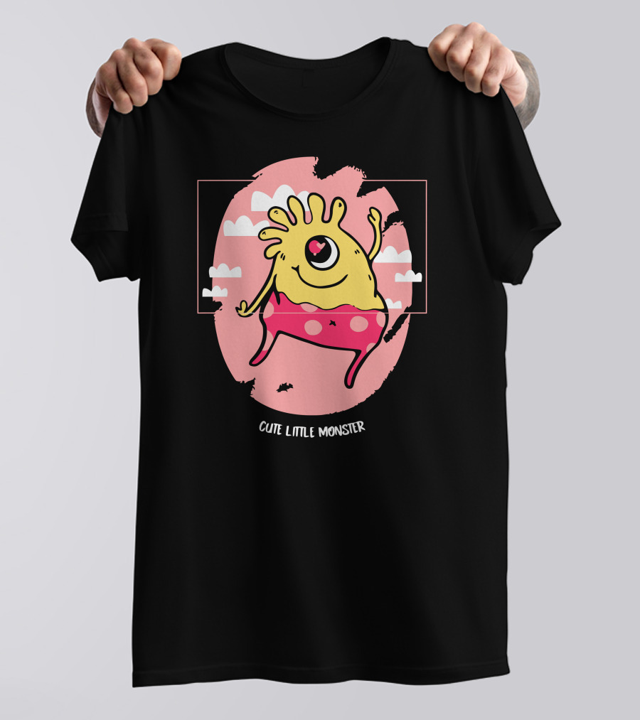 Cute Little Monster One-Eyed Playful Cartoon Character T-Shirt