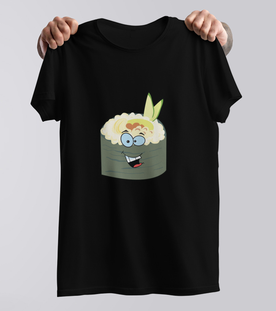 Cute Sushi Cartoon Face Happy Rolls T-Shirt