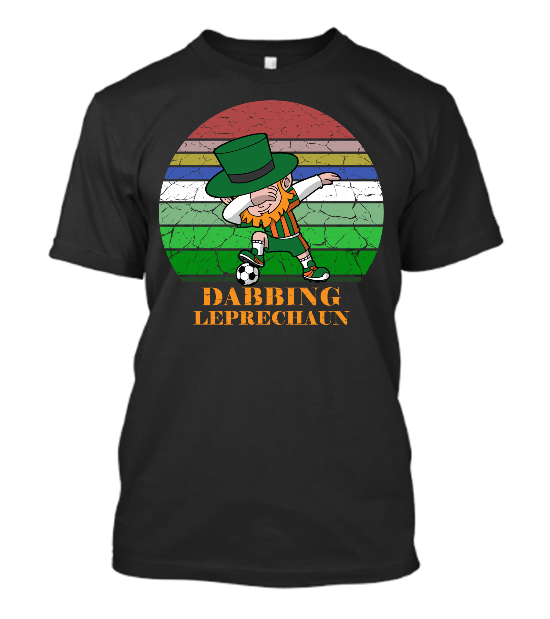 Dabbing Leprechaun Soccer Irish Pride Rainbow Circle T-Shirt