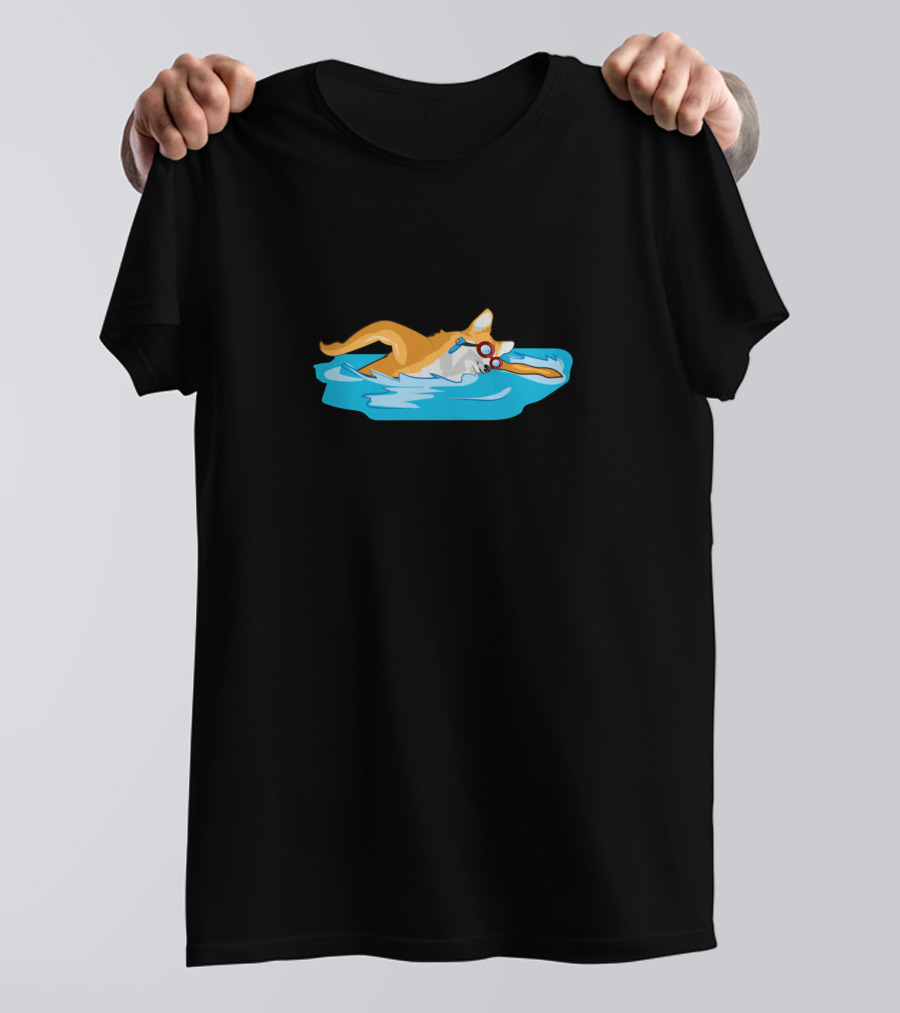 Dog Swimmer Corgi With Swim Goggles In Pool T-Shirt