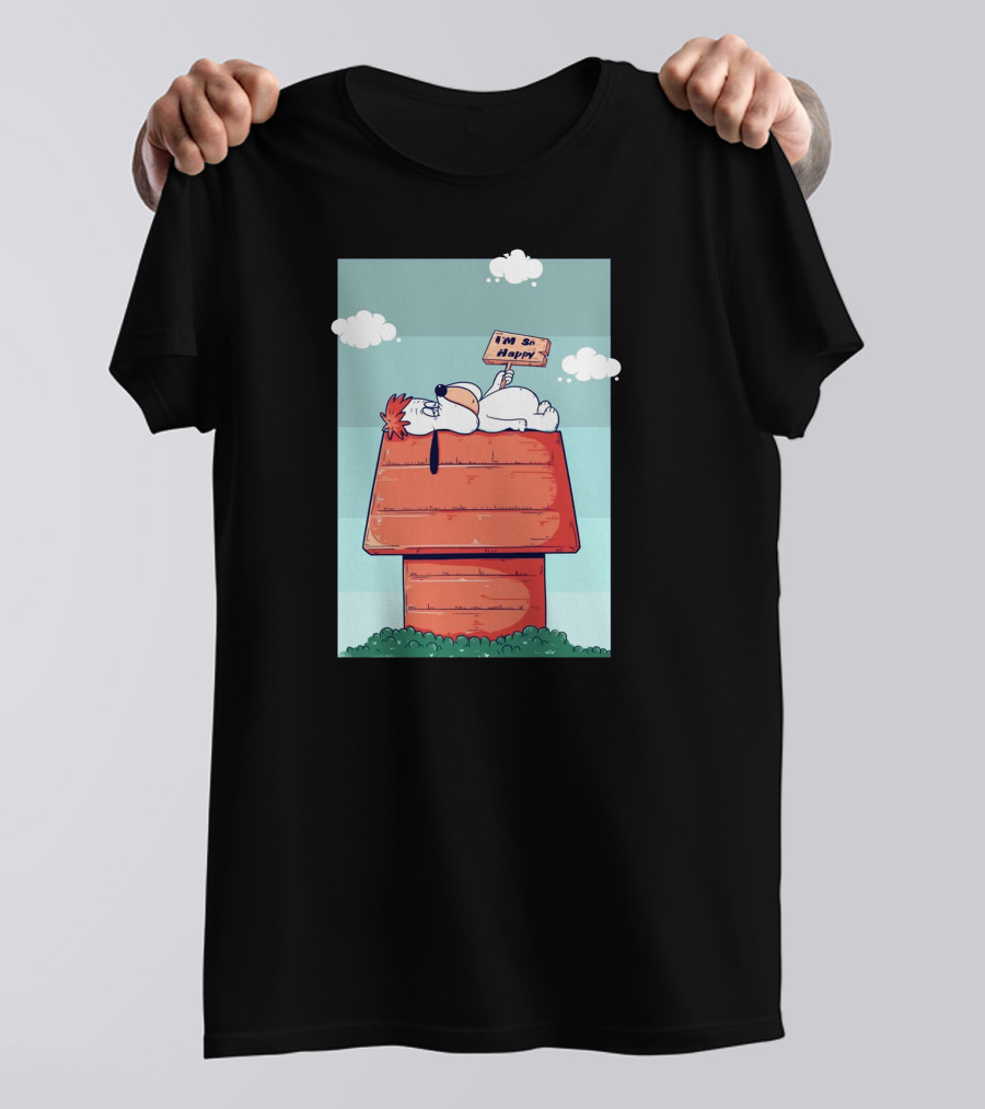 Droopy Snoopy Kennel I'm So Happy Doghouse Cloud T-Shirt