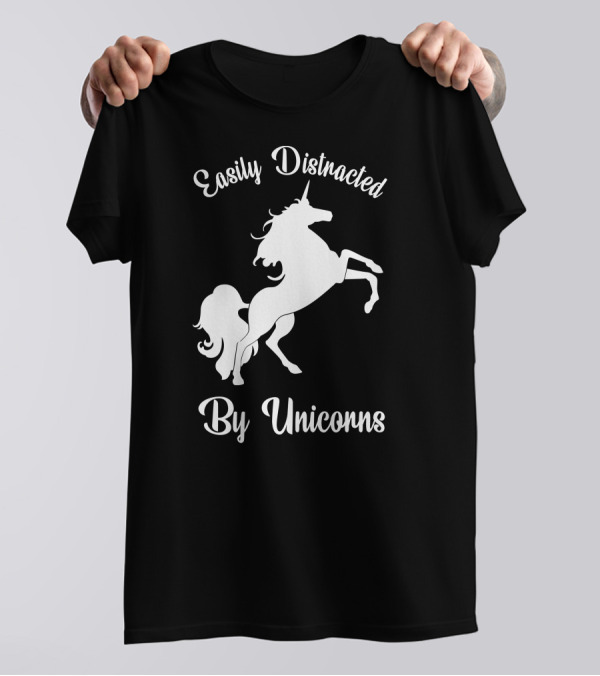 Easily Distracted By Unicorns White Version Iconic T-Shirt