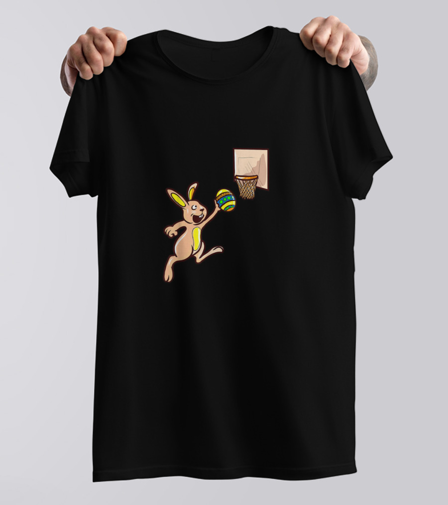 Easter Egg Slam-Dunking Bunny Basketball T-Shirt