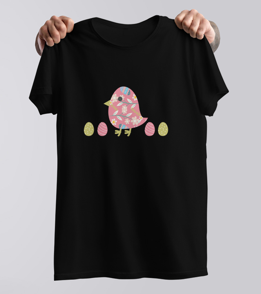 Floral Chick And Patterned Easter Eggs T-Shirt