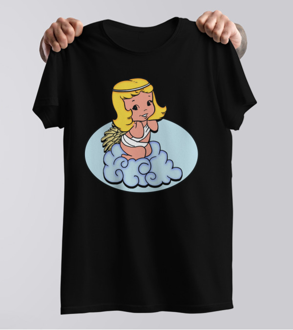 Easter Angel Sitting On Cloud With Golden Halo And Wings T-Shirt