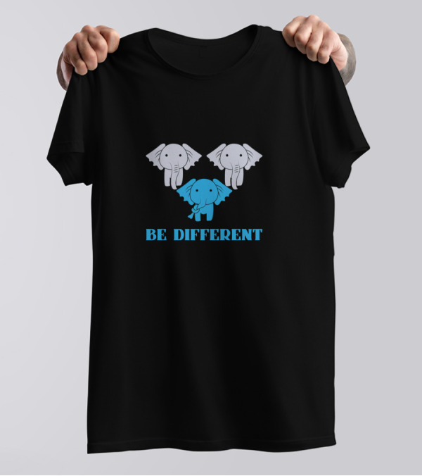 Be Different Blue Elephant Among White Elephants T-Shirt