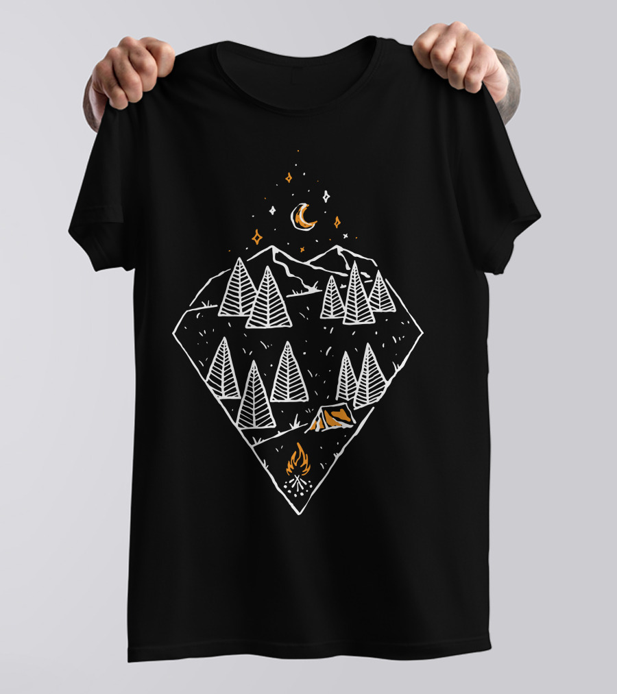 Enjoy Place Camping Under The Moonlit Mountain Forest T-Shirt