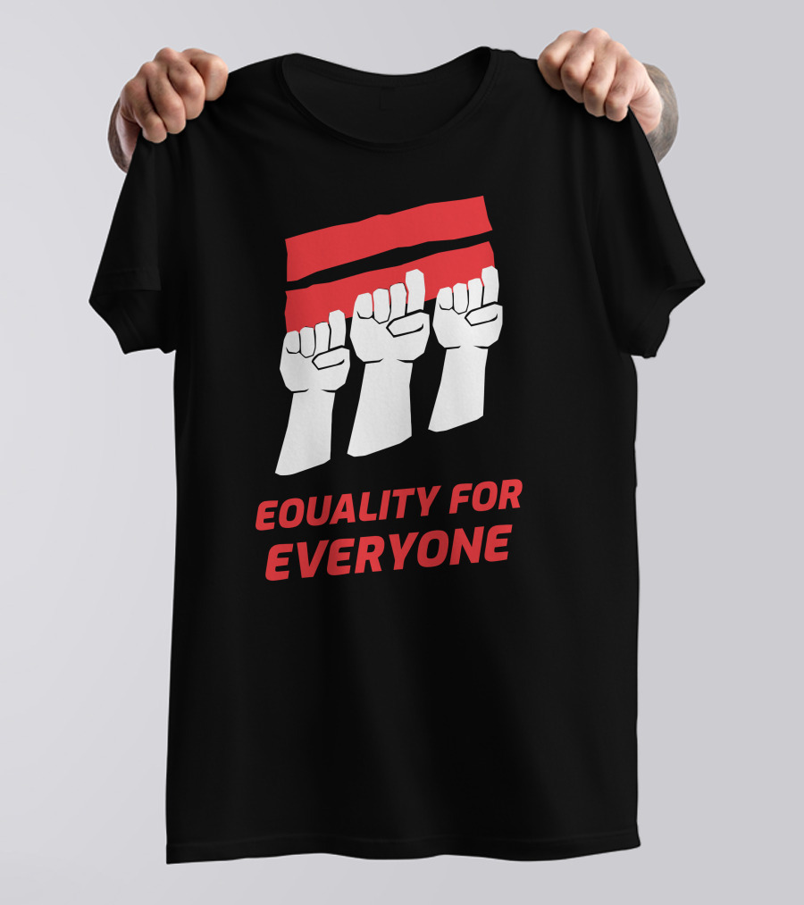 Equality For Everyone Raised Fists Iconic Red Black Contrast T-Shirt
