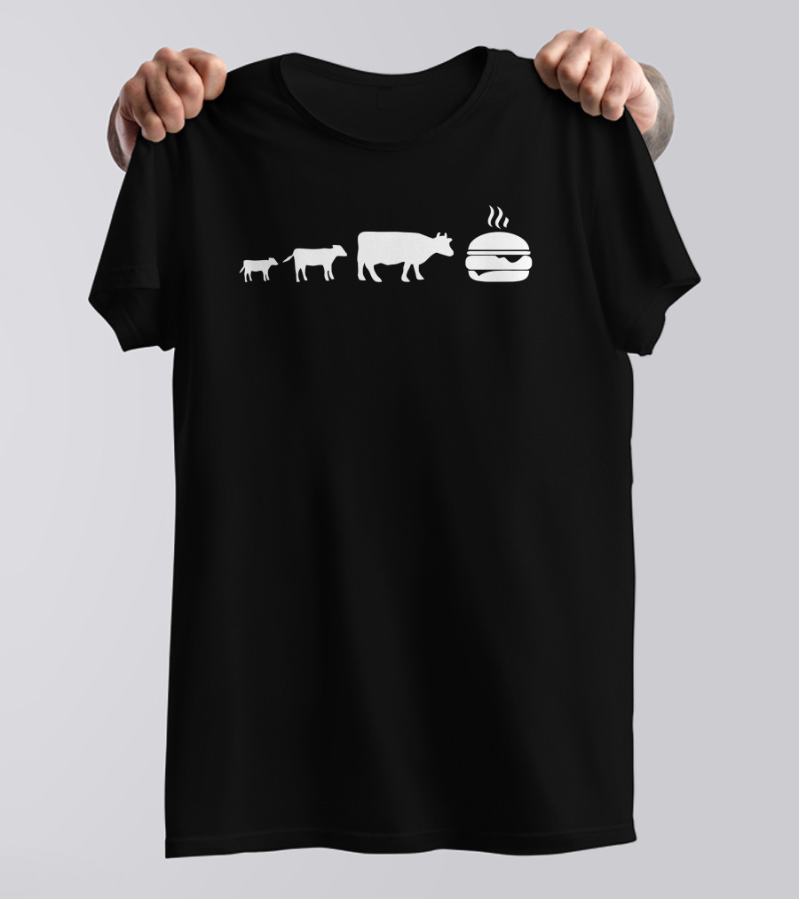 Evolution From Cow To Hamburger Icons T-Shirt