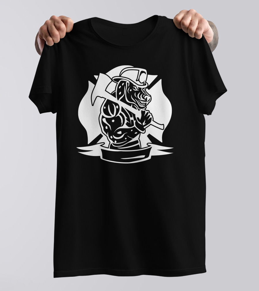 Fireman Strong Bulldog With Firefighter Helmet And Axe T-Shirt