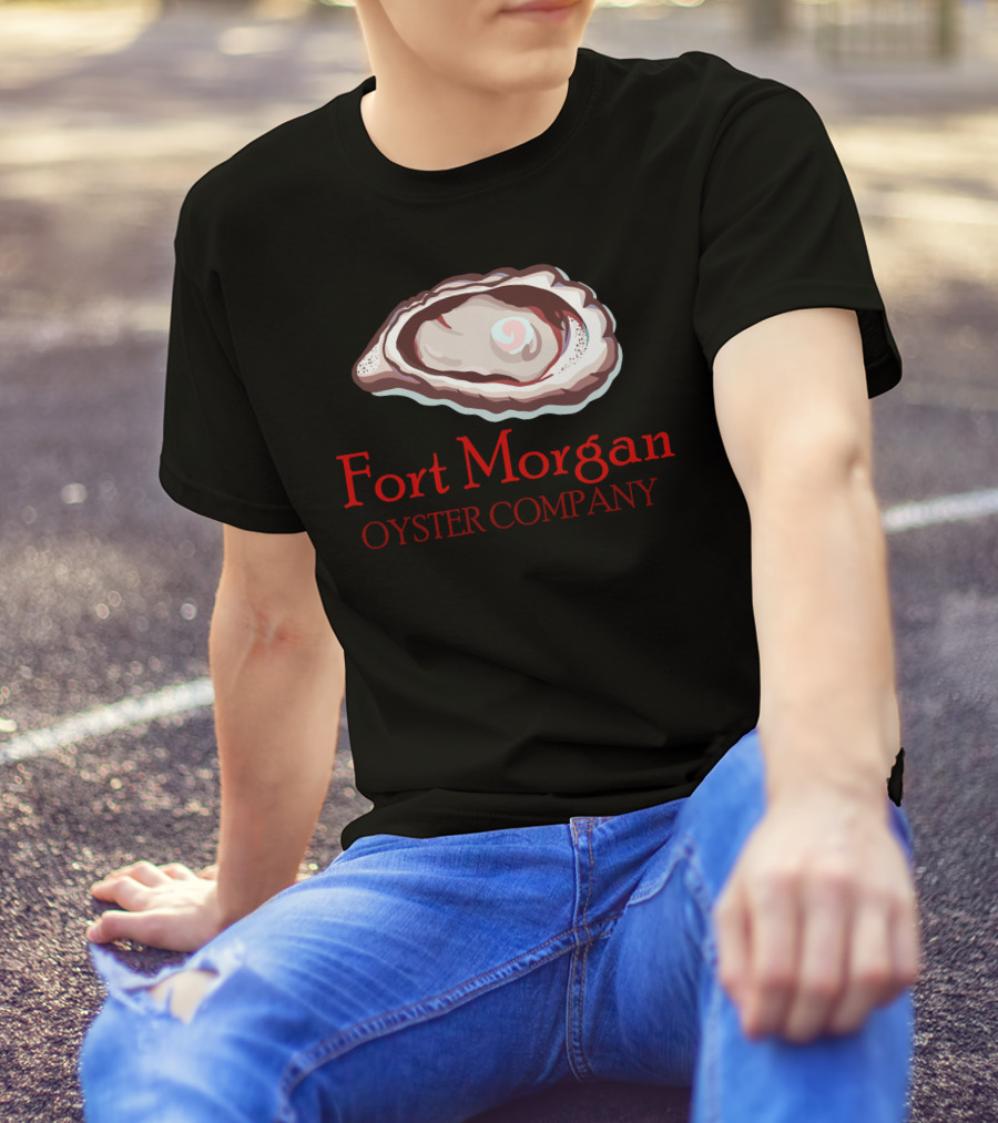 Fort Morgan Oyster Company Seafood Logo With Oyster T-Shirt