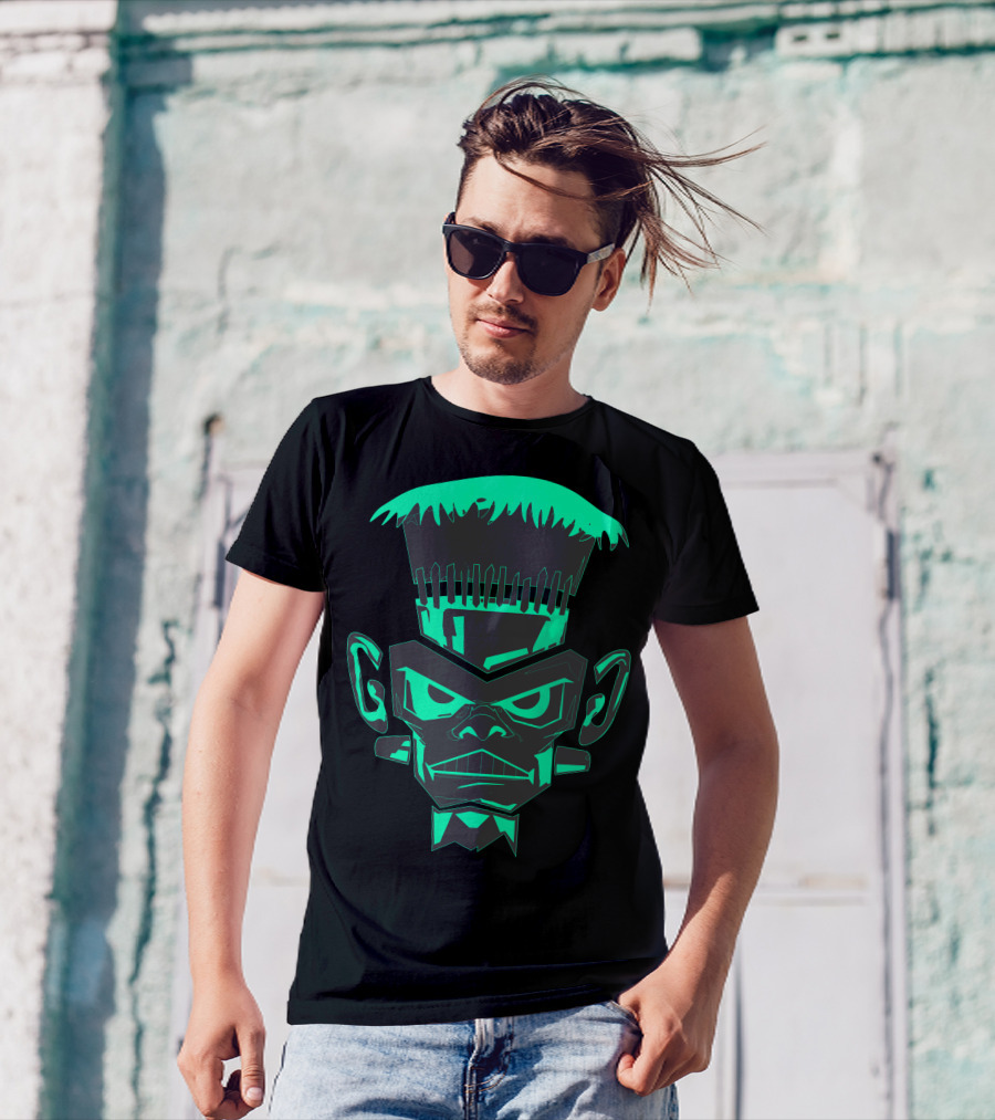 Frankenstein Night Glow Monster Face T-Shirt