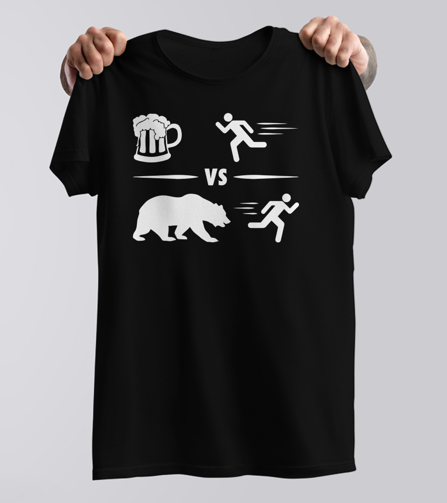 Beer Mug Vs Bear Chase Running Humor T-Shirt
