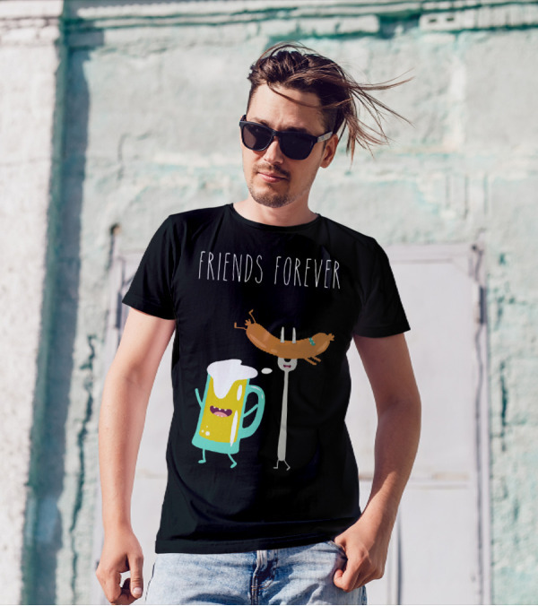 Friends Forever Funny Beer With Sausage T-Shirt