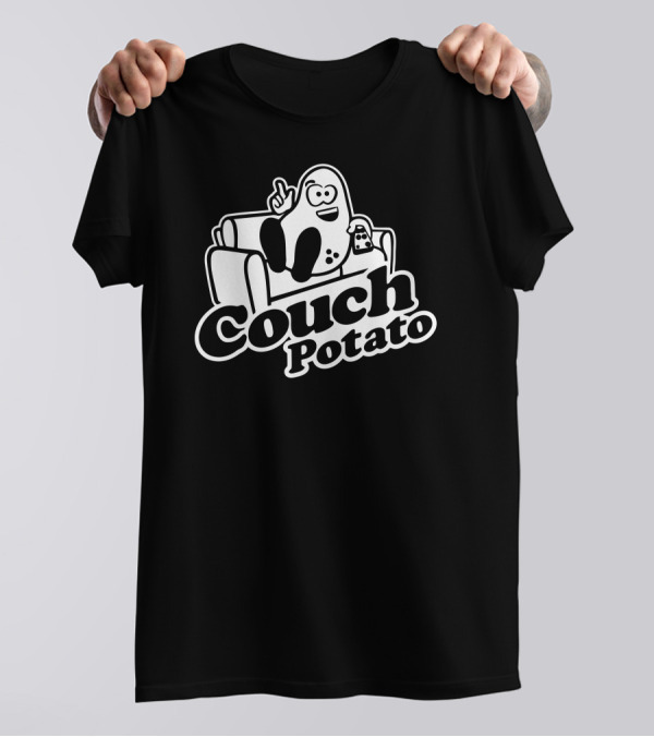 Funny Couch Potato Gamer Sitting On Sofa With Snacks T-Shirt