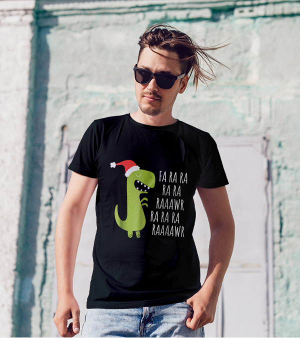 Fa Ra Ra Ra Raaawr Ra Ra Ra Raaawr Dinosaur Santa Hat T-Shirt