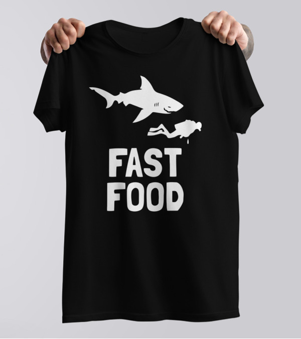 Funny Diver And Fast Food Shark Encounter T-Shirt