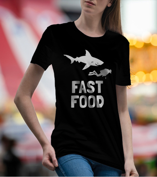 Funny Diver And Fast Food Shark Encounter T-Shirt