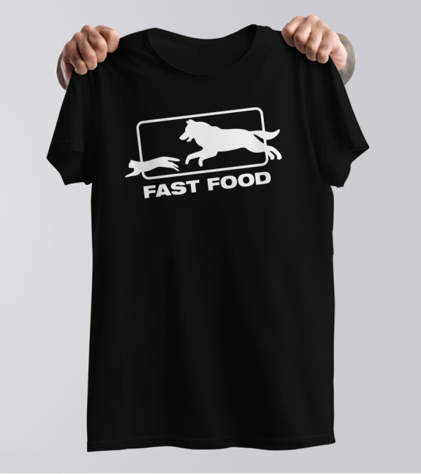 Fast Food Dog Chasing Rabbit Humor T-Shirt