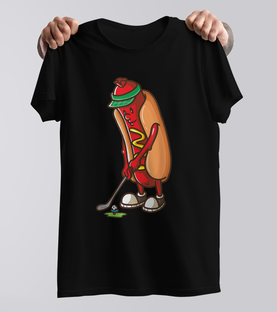 Hot Dog Playing Golf With Funny T-Shirt