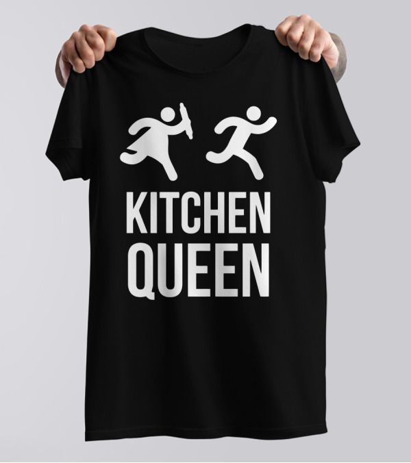 Kitchen Queen Pictogram Funny Iconic Baking Humorous Running Figures T-Shirt