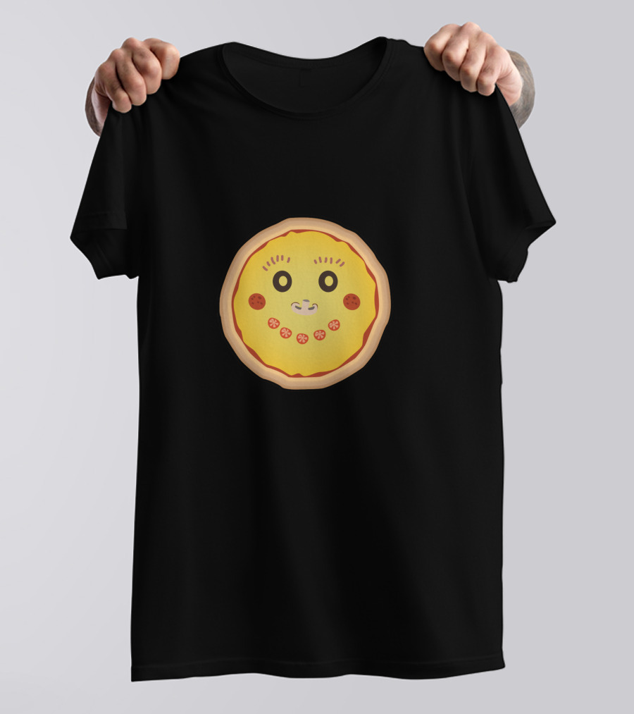 Funny Pizza Emoji Face Pepperoni Eyes Smile T-Shirt