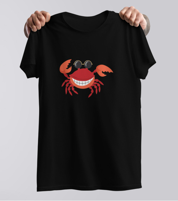 Funny Smiling Crab With Sunglasses T-Shirt