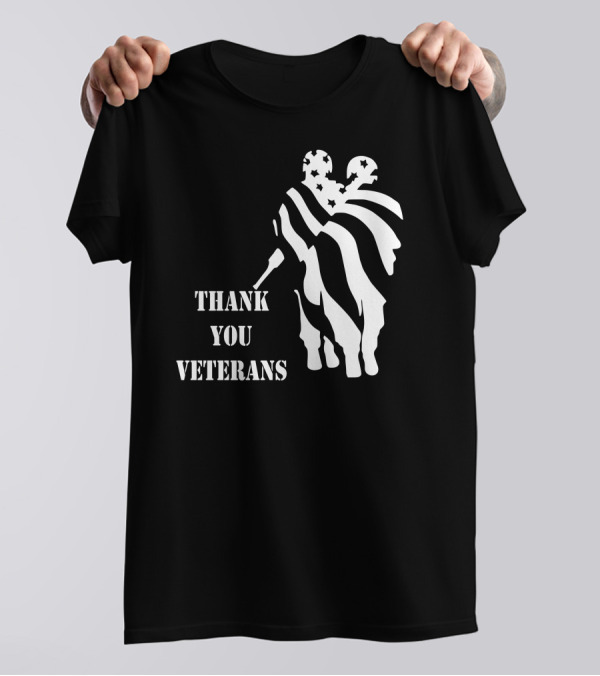 Thank You Veterans American Flag Soldier T-Shirt