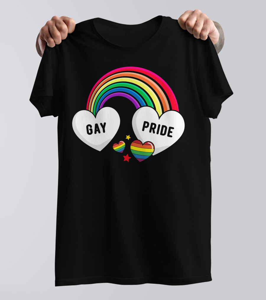 Gay Pride Rainbow Hearts And Stars Iconic T-Shirt