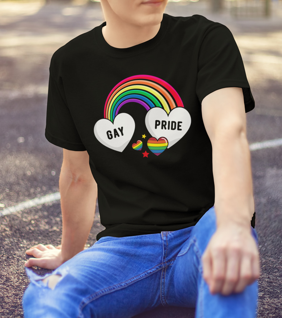 Gay Pride Rainbow Hearts And Stars Iconic T-Shirt