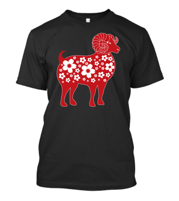 Flower Patterned Red Goat T-Shirt
