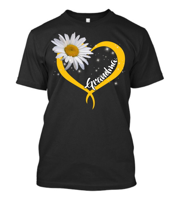 Grandma Daisy Heart Sparkle Flower T-Shirt