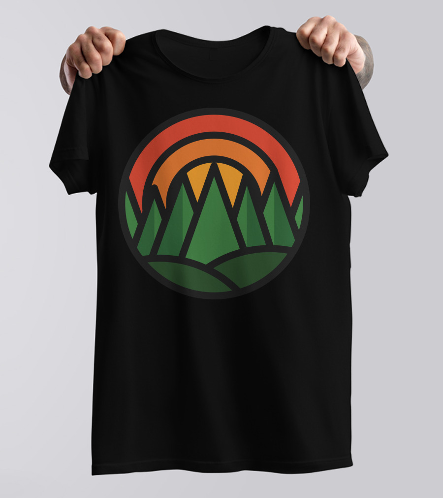 Great Nature Sunset Over Evergreen Forest T-Shirt