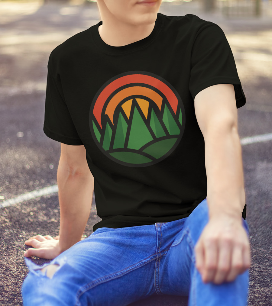 Great Nature Sunset Over Evergreen Forest T-Shirt