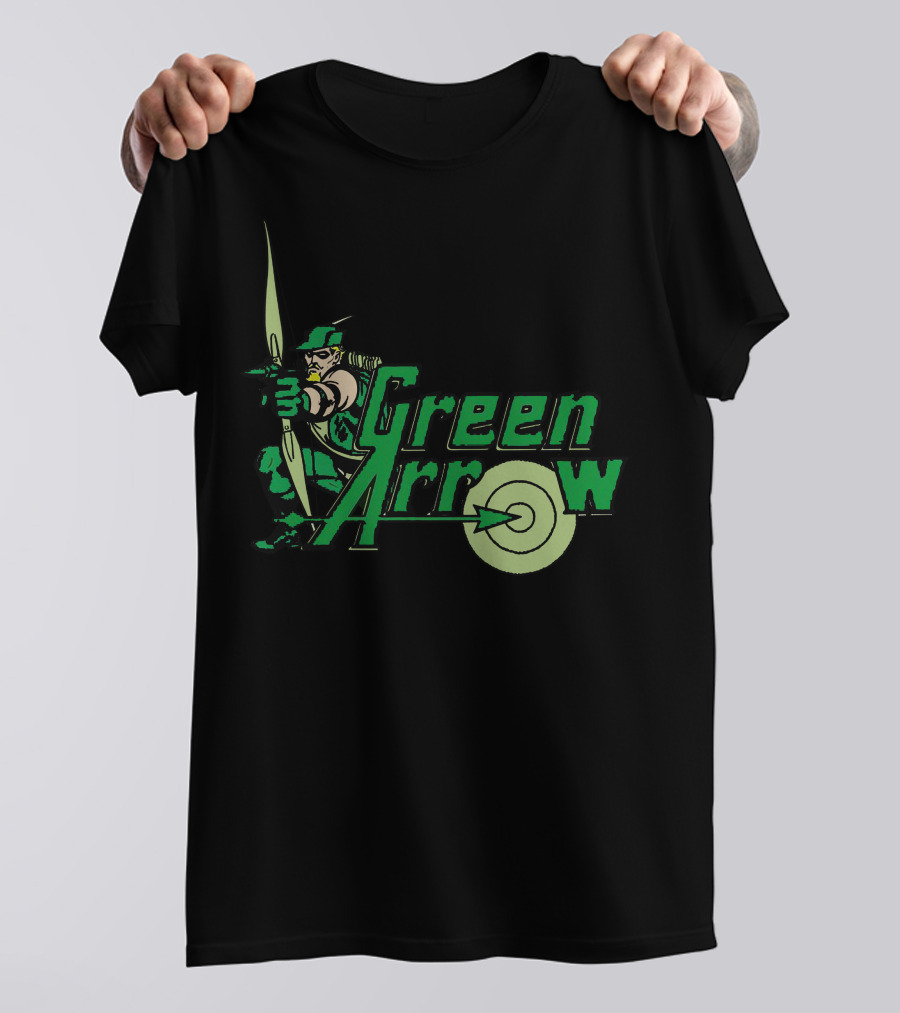 Green Arrow Character Logo With Bow And Target T-Shirt