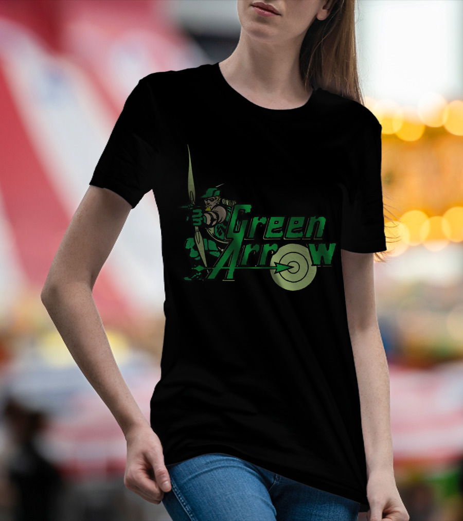 Green Arrow Character Logo With Bow And Target T-Shirt