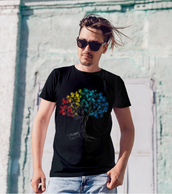 Multicolored Tree Handprints Grow Your Awareness On Autism T-Shirt