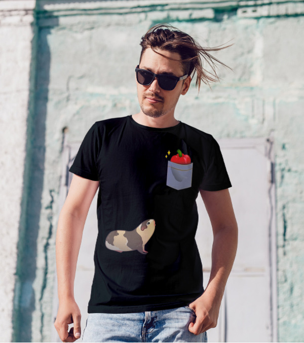 Guinea Pig Cute Pocket Apple Curiosity T-Shirt