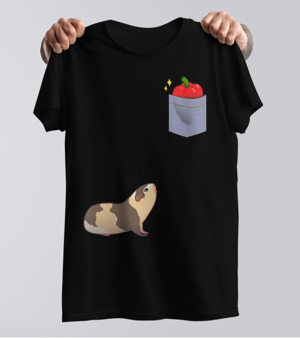 Guinea Pig Cute Pocket Apple Curiosity T-Shirt