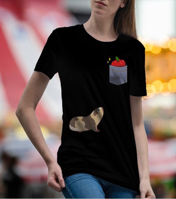Guinea Pig Cute Pocket Apple Curiosity T-Shirt