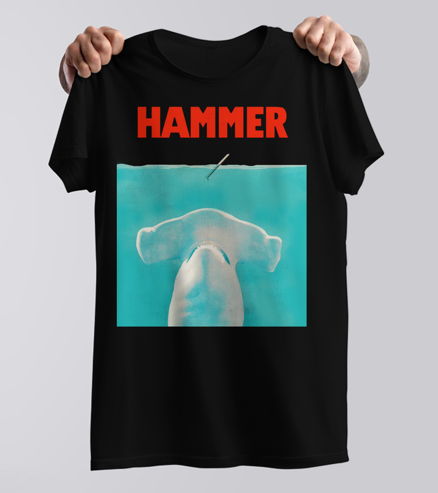 HAMMER Shark Underwater Scene With Spear Above T-Shirt