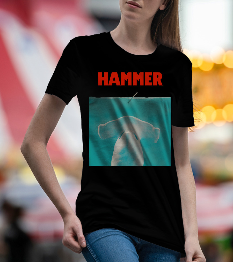 HAMMER Shark Underwater Scene With Spear Above T-Shirt