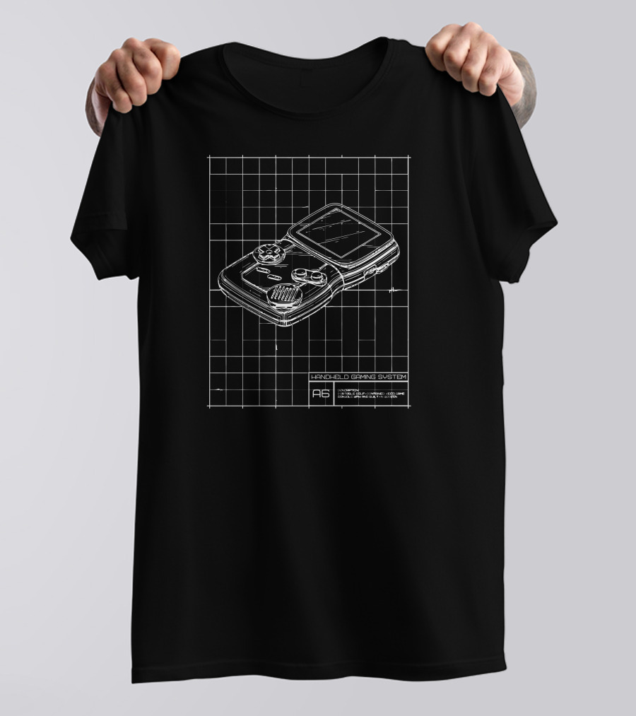 Handheld Gaming System Blueprint Design A6 T-Shirt