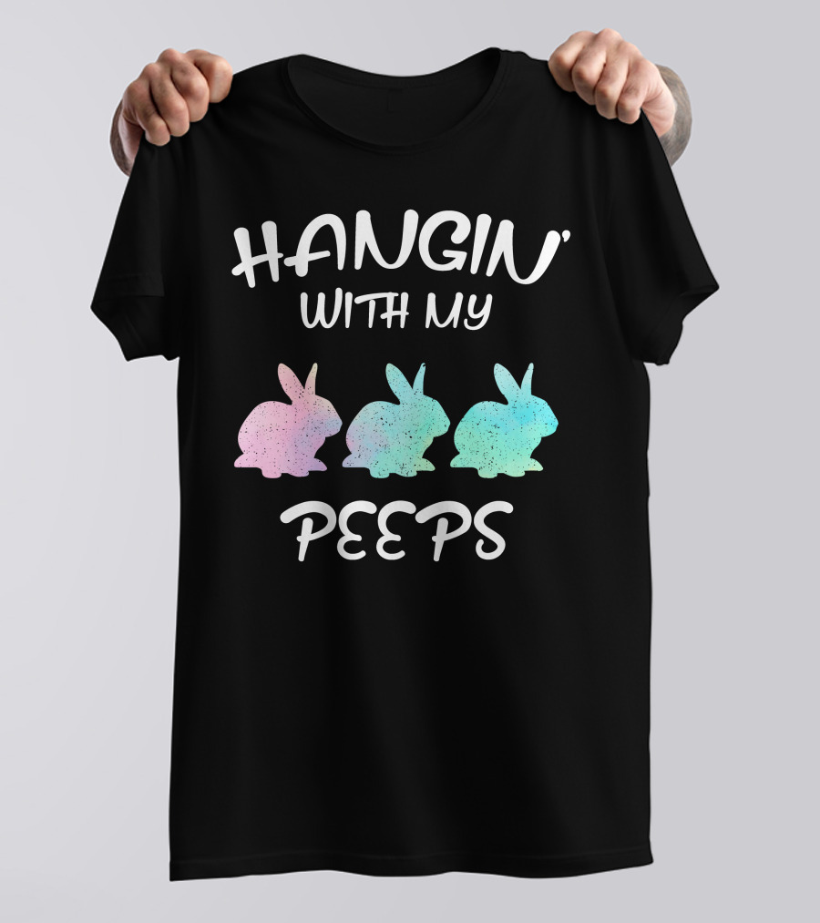 Hangin With My Peeps Bunny Silhouettes Pastel Colors For Dark T-Shirt
