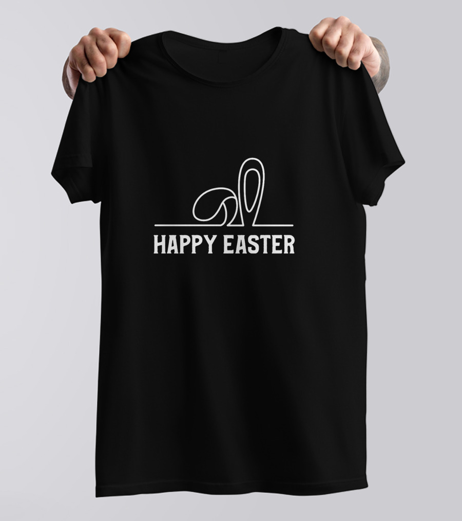 Happy Easter Bunny Ears Line T-Shirt