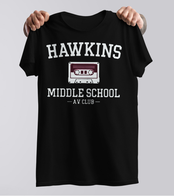 Hawkins Middle School A.V. Club Cassette T-Shirt