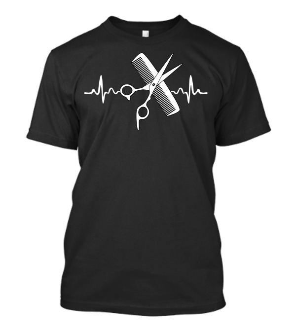Heartbeat Hairdresser Scissors Comb Dark T-Shirt