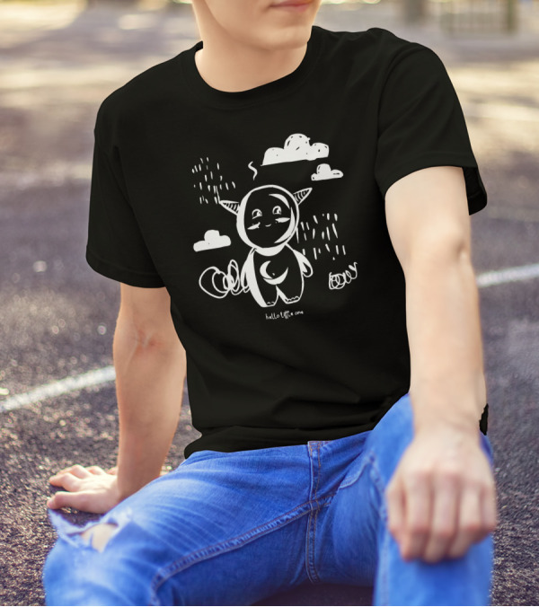 Hello Little One Cloud Creature In Rainy Scene T-Shirt